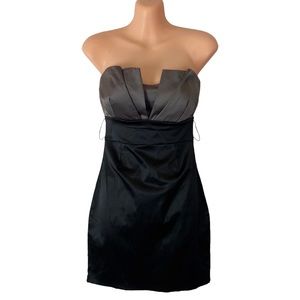 3/$30 Satin Grey and Black Strapless Cocktail Mini Dress